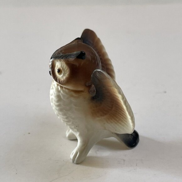 Vintage Miniature Bone China Owl Japan Home Decor Mini Figure Bird - Picture 2 of 7